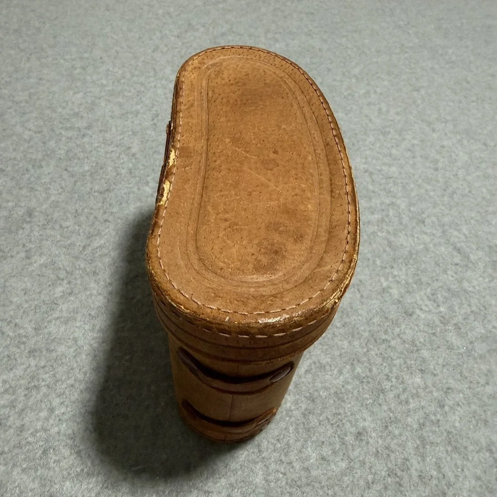 Vintage Binocular Prop Case Brown Leather Red Velvet Interior Flip Top Case Only